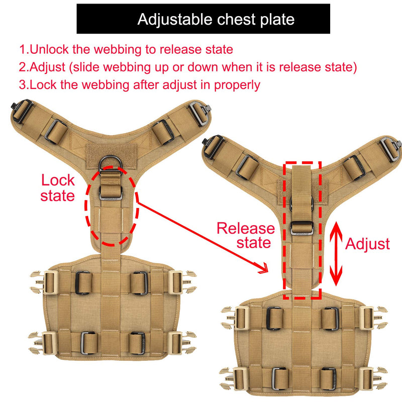 [Australia] - ICEFANG Tactical K9 Operation Harness,Working Dog MOLLE Vest,3/4 Body Coverage,Hook and Loop Panel for ID Military Badge Patch,Reinforced Handle,No Pulling Front Clip XL (Neck 19"-29"; Chest 31"-40") Coyote Brown 