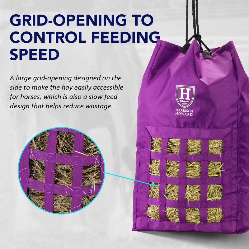 Harrison Howard Premium Durable Slow Feed Hay Bag 1680D Oxford Cloth Large Capacity Hay Bags for Horse Regal Purple - PawsPlanet Australia