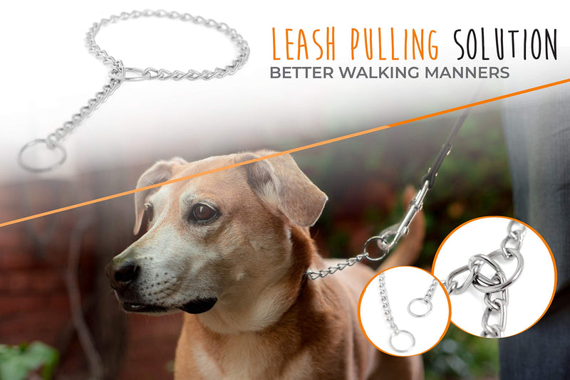 Mighty Paw Slip Collar. Premium Stainless Steel Choke Collar. Strong, Durable, Weather Proof, Tarnish Resistant Metal Chain. No Pull Dog Training Collar. 16" - PawsPlanet Australia