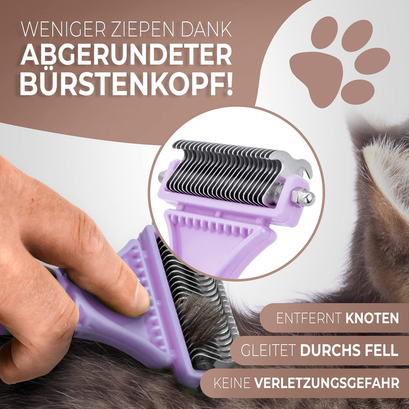 Pretty Paw ® cat brush for gentle and precise hair removal I Suitable as a cat brush for long hair and cat brush for short hair against matting I Pleasantly massaging cat undercoat brush NEW Lavender! - PawsPlanet Australia