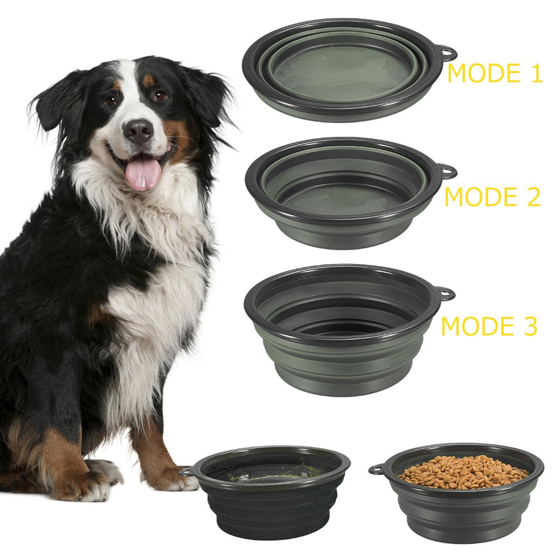 Comsun Collapsible Dog Bowls, 2-Pack Foldable Expandable Cup Dish for Pet Cat Hiking Food Water Feeding Dog Travel Bowl Black - PawsPlanet Australia