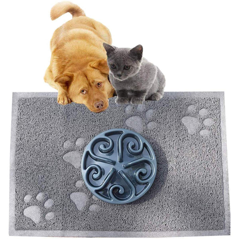 ExeQianming Pet Food Mat Non Slip Dogs Cats Feeding Tray, 40 * 30 cm(15.7 * 11.8inch), Grey - PawsPlanet Australia