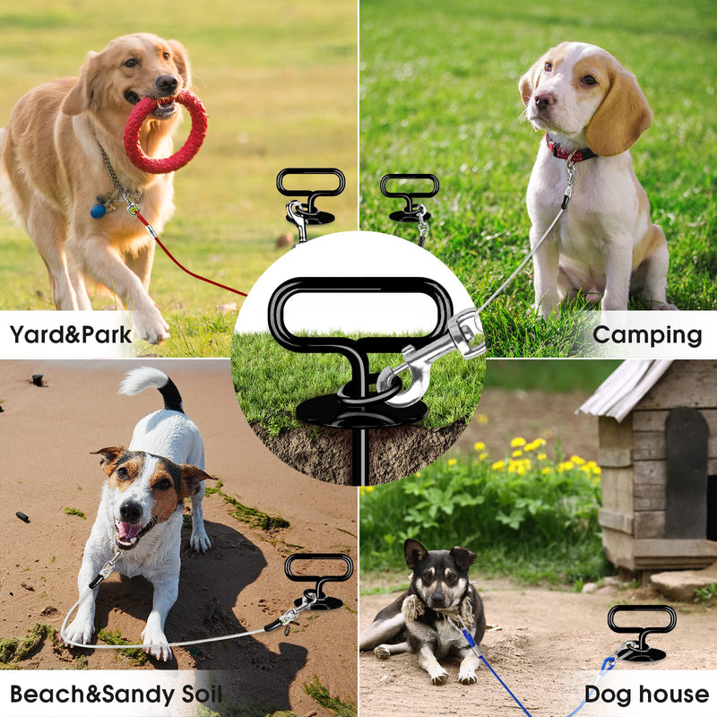 Dog Ground Anchor, Leash and Stake for Medium to Large up to 220 lbs, Mooring Stake, Spiral Blade for Yard Beach Lawn Outdoor（Black） Black - PawsPlanet Australia