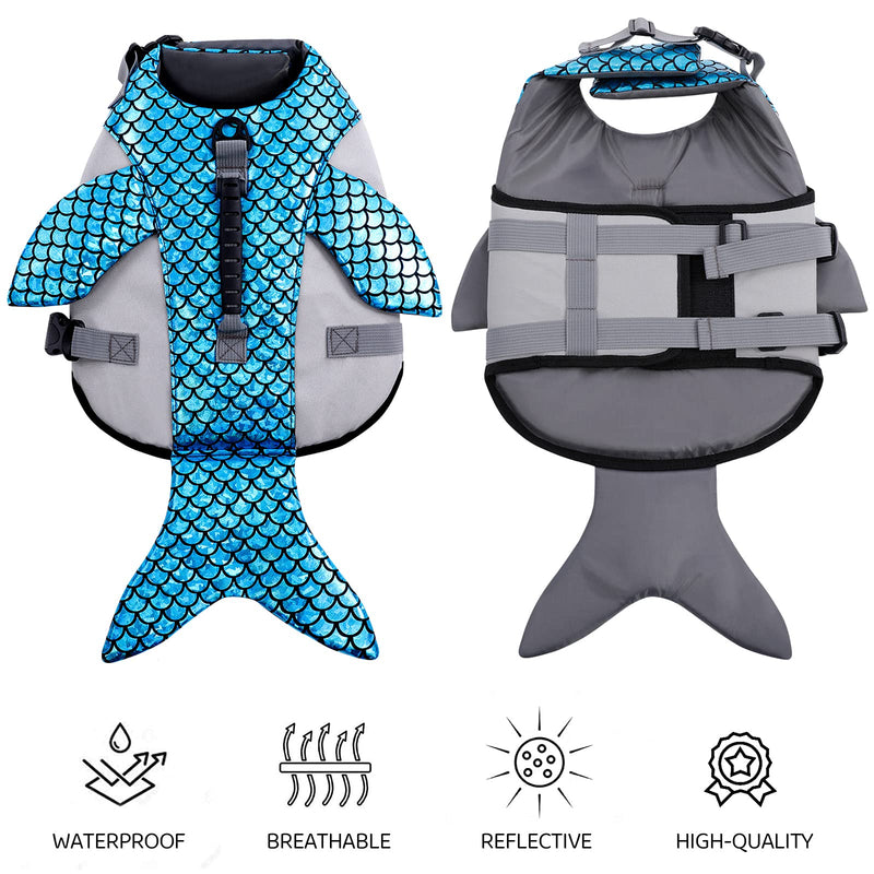 ASENKU Dog Life Jacket, Ripstop Dog Safety Vest, Adjustable Dog Lifesaver Pet Life Preserver with High Buoyancy and Durable Rescue Hand for Small Medium Large Dogs X-Small Blue - PawsPlanet Australia