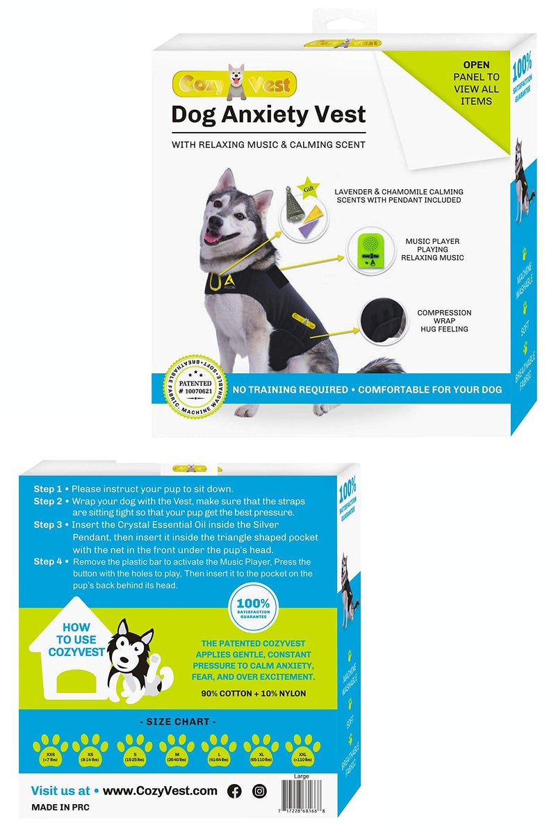 CozyVest 3-in-1 Dog Anxiety Vest Music & Aromatherapy Dog Coat Relaxing Sound & Essential Oil Scent Canine Stress Relief Fireworks Thunder Separation Shirt Jacket Thunderstorm Small [15-25 Lbs] Gray - PawsPlanet Australia