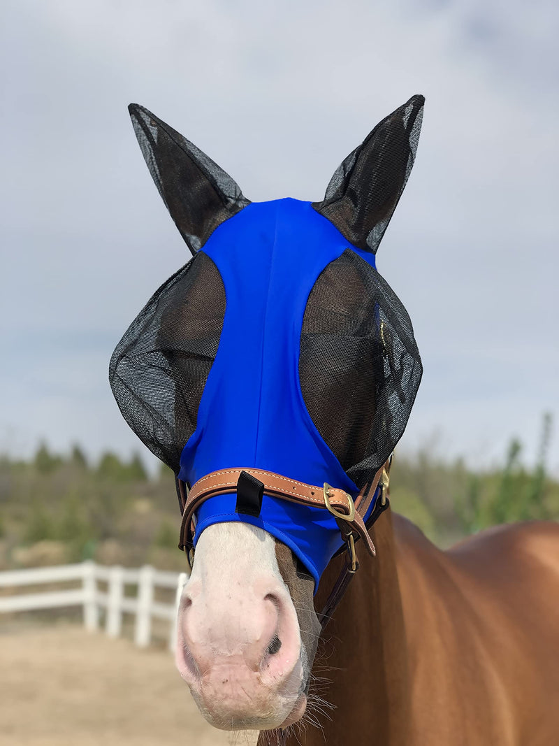 TGW RIDING Horse Mask, Horse Mask with Ears, Extra Comfort Grip Soft Mesh Horse Mask with Ears Small Dk Blue - PawsPlanet Australia