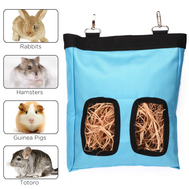 LUTER 11.5x9.1x1.4 Inch Guinea Pig Hay Feeder Bag Rabbit Hay Bag Hanging Feeder Sack, Perfect for Small Hay-eating Pets (Blue) Blue - PawsPlanet Australia