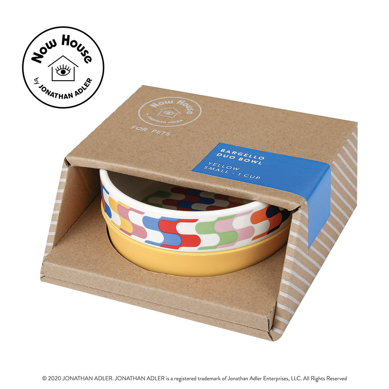 Now House for Pets by Jonathan Adler Duo Dog Bowl, Cute Ceramic Dog Food Bowl from Now House by Jonathan Adler for Water or Food, Available in Multiple Sizes Small Bargello - PawsPlanet Australia