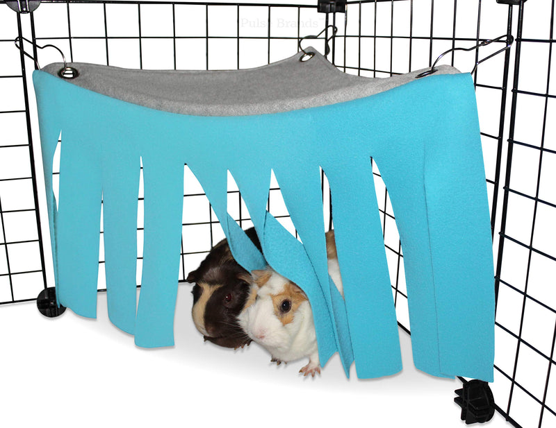 Corner Fleece Forest Hideout for Guinea Pigs, Ferrets, Chinchillas, Hedgehogs, Dwarf Rabbits and Other Small Pets - Accessories and Toys Blue/Gray - PawsPlanet Australia