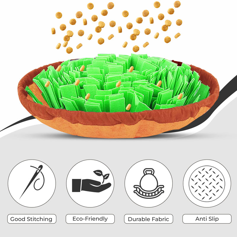 Homacia Snuffle Mat for Dogs - Feeding Mat with Pet Puzzle - Boredom Release Puzzle Toys – Dog Puzzle Toy - Helps Natural Foraging Nose Work Skills - Machine Washable & Durable (Round) Round - PawsPlanet Australia