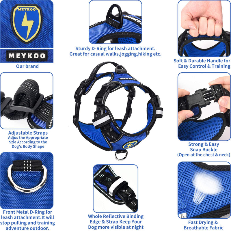 [Australia] - MeyKoo Dog Harness No Pull Soft Breathable,Easy Put on &Off No Choke Control Training Handle Outdoor Walk Joyride,Adjustable Reflective Padded Leash Vest Harness for Small Medium Large Dogs S Black 