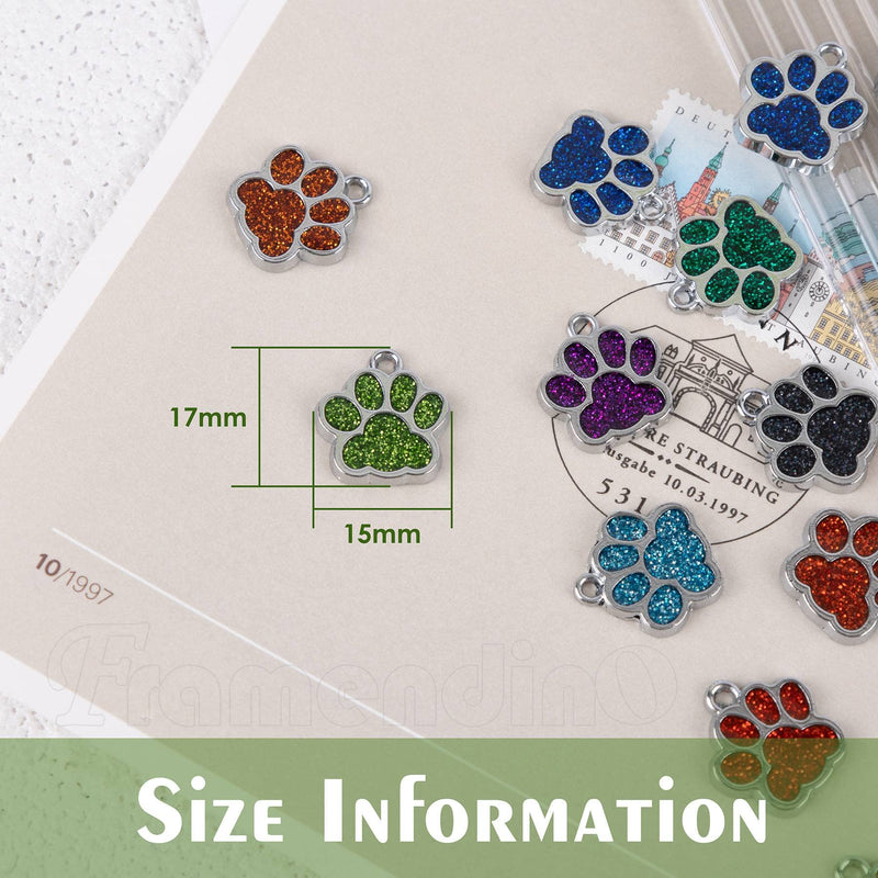 Framendino, 60 Pack Colorful Cat Dog Paw Print Charms Pendants Glitter Crystal Beads Cute Animal Paw Charm for DIY Bracelets Necklaces Jewlery Making Craft Style a - PawsPlanet Australia