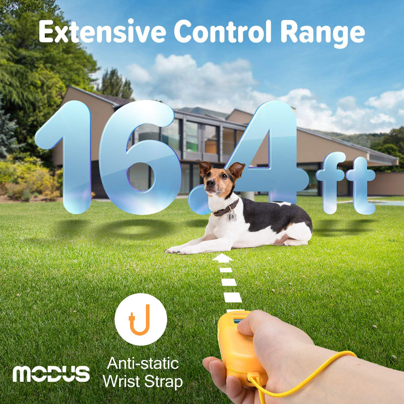 MODUS Anti-Barking Device, 3 in 1 Dog Training Device, 3 Ultrasonic Modes, Rechargeable Dog Barking Deterrent via USB Port, LCD Screen Display, Control Range up to 16.4 Ft, Outdoor and Indoor Yellow - PawsPlanet Australia