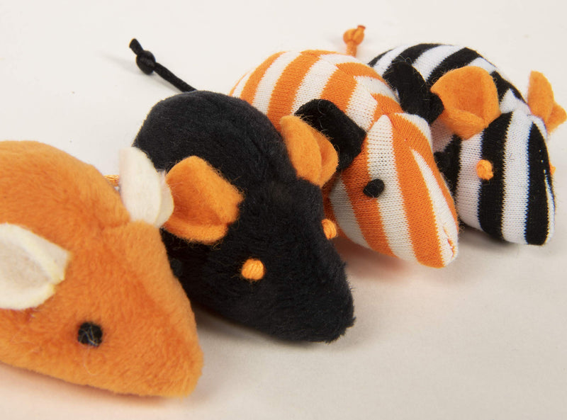 SmartyKat, Skitter Mice, Soft Plush Cat Toys, Catnip Filled, Pure, Potent, Halloween Themed, Set of 4, Orange, One Size, 38063 - PawsPlanet Australia