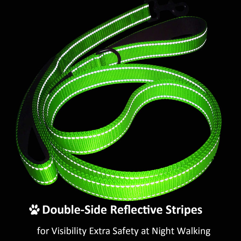 [Australia] - DOGSAYS Dog Leash 6ft Long - Traffic Padded Two Handle - Heavy Duty - Double Handles Lead for Training Control - 2 Handle Leashes for Large Dogs or Medium Dogs - Reflective Pet Leash Dual Handle Light Green 