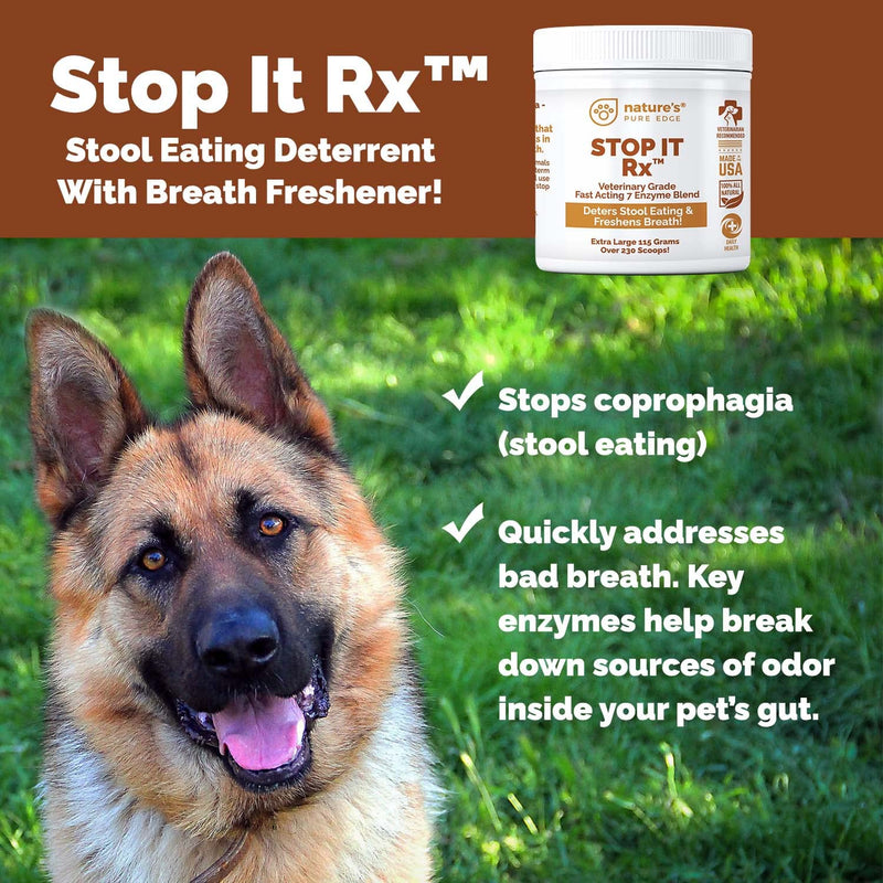 Nature's Pure Edge No Poop Eating for Dogs. Coprophagia Treatment. Digestive Enzyme with Breath Freshener. Stop Eating Poop for Dogs, Stool Eating Deterrent. Extra Large 230 Scoops in Each jar. - PawsPlanet Australia