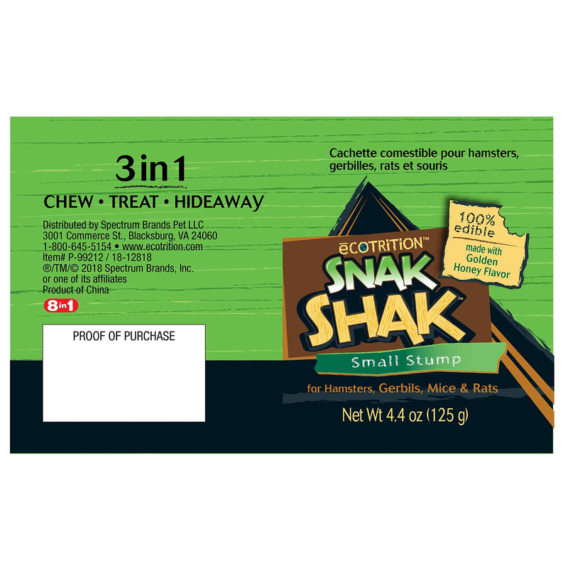 [Australia] - eCOTRITION Snak Shak Edible Hideaway for Hamsters, Gerbils, Mice and Small Animals, 3-in-1 Chew Treat and Hideaway Tree Trunk 