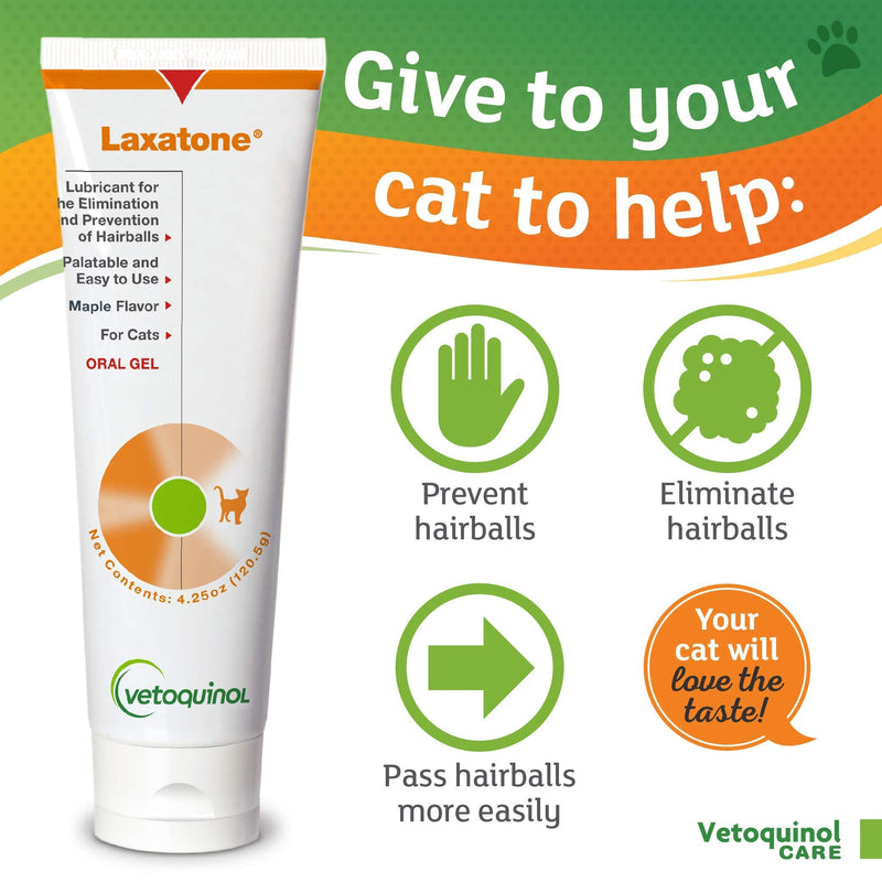 Vetoquinol Laxatone: Oral Hairball Lubricant Gel for Cats – Maple Flavored, 4.25oz 4.25 oz - PawsPlanet Australia