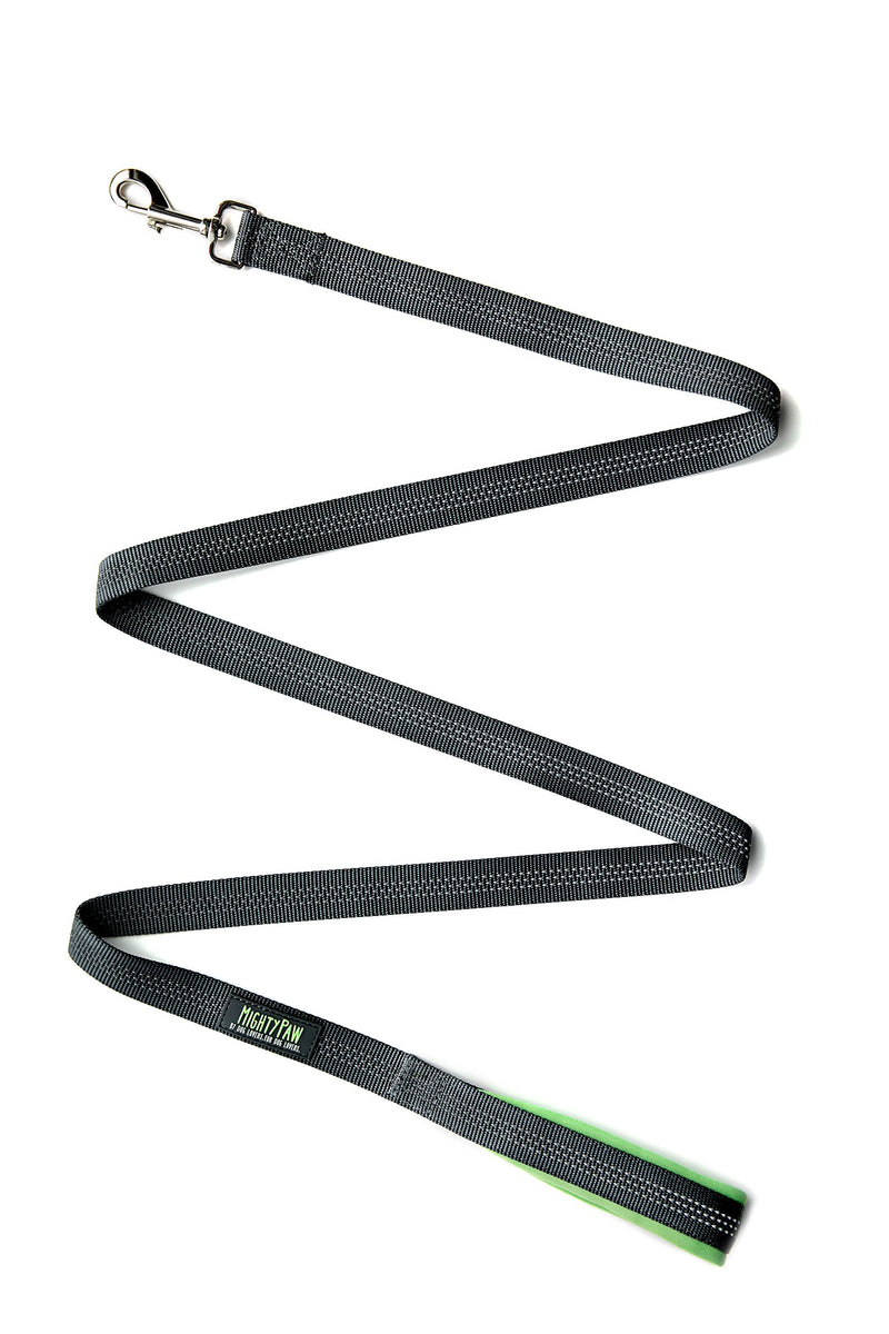 [Australia] - Mighty Paw Reflective Dog Leash - 6 Feet, Premium Quality Dog Leash with Neoprene Padded Handles Grey/Green 