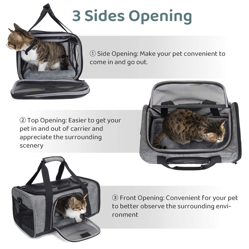 wakytu Airline Approved Pet Carrier for Small Cats and Dogs | TSA Dog Carrier with Adequate Ventilation | 4 Mesh Windows, 3 Entrance, Locking Safety Zippers, Padded Shoulder and Carrying Strap - PawsPlanet Australia
