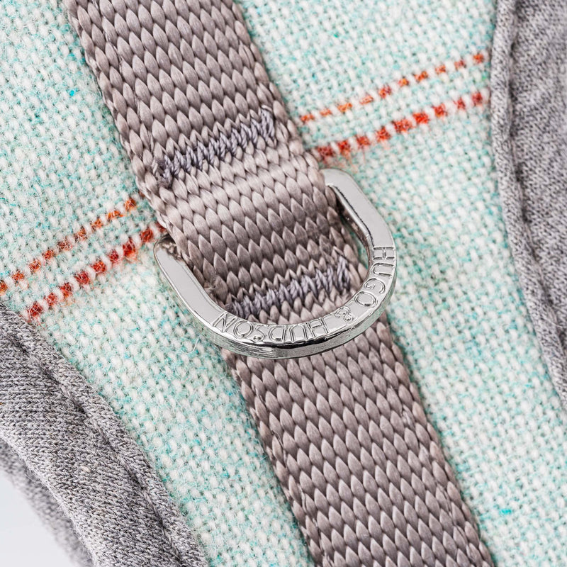 HUGO & HUDSON Tweed Vest Dog Harness - Adjustable Rear Buckle No Choke Harnesses for Training and Walking - Comfortable Soft Padding - Aqua Checked - XS - PawsPlanet Australia