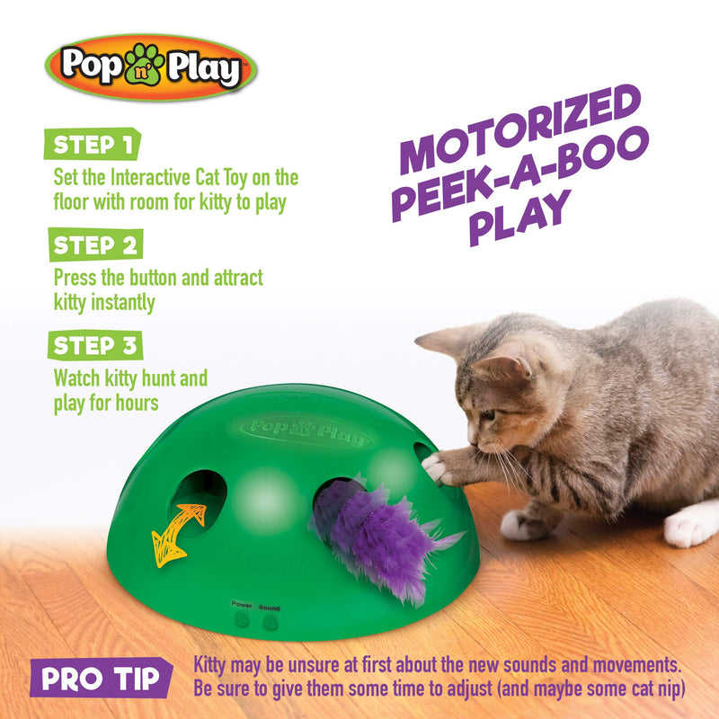Allstar Innovations Pop N’ Play Interactive Motion Cat Toy, Includes: Electronic Smart Random Moving Feather & Mouse Teaser, Mouse Squeak Sound Optional & Auto Shut Off. Best Cat Toy Ever! Pop N Play - PawsPlanet Australia