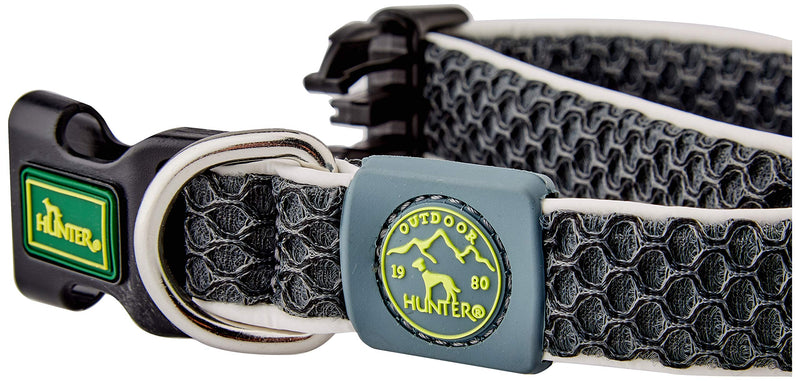 HUNTER HILO VARIO BASIC collar for dogs, 3D mesh material, reflective, breathable, lightweight, SM, anthracite - PawsPlanet Australia