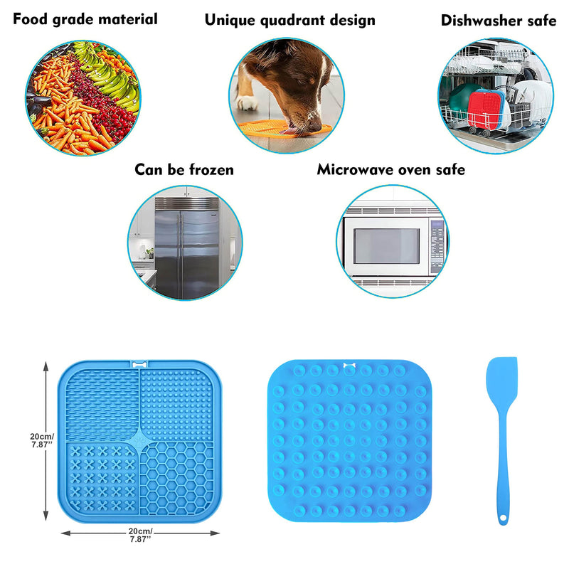 Dog lick mat, pack of 2, large with super strong suction power, with 1 silicone spatula, for dog bathing, training, grooming & claw care, BPA-free blue & red - PawsPlanet Australia