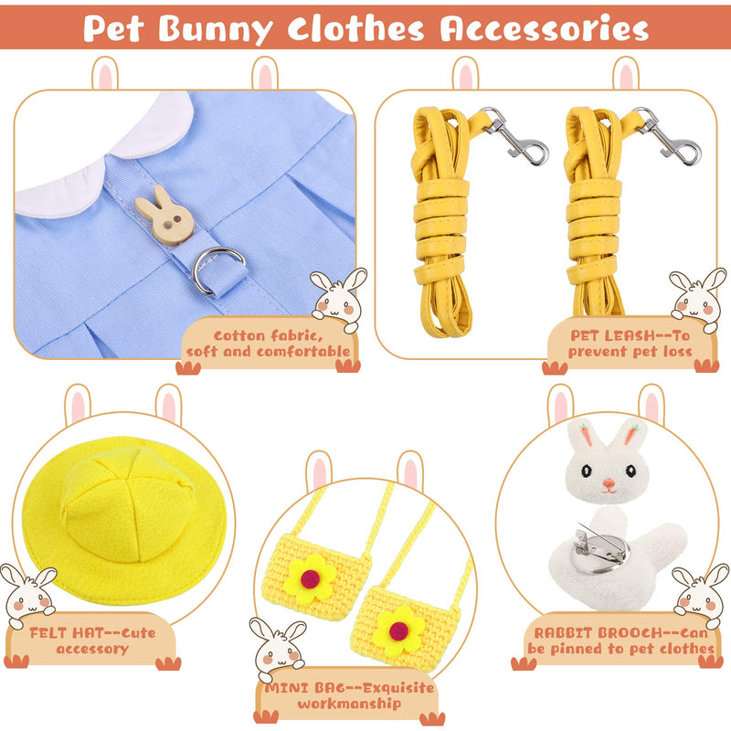 ADXCO 2 Sets Pet Rabbit Dress Small Animal Harness Vest and Leash with Mini Hat Bag and Rabbit Brooch Escape-Proof Pet Bunny Clothes Accessories for Rabbit Guinea Pig Ferret Piggy Kitten Blue, Green - PawsPlanet Australia