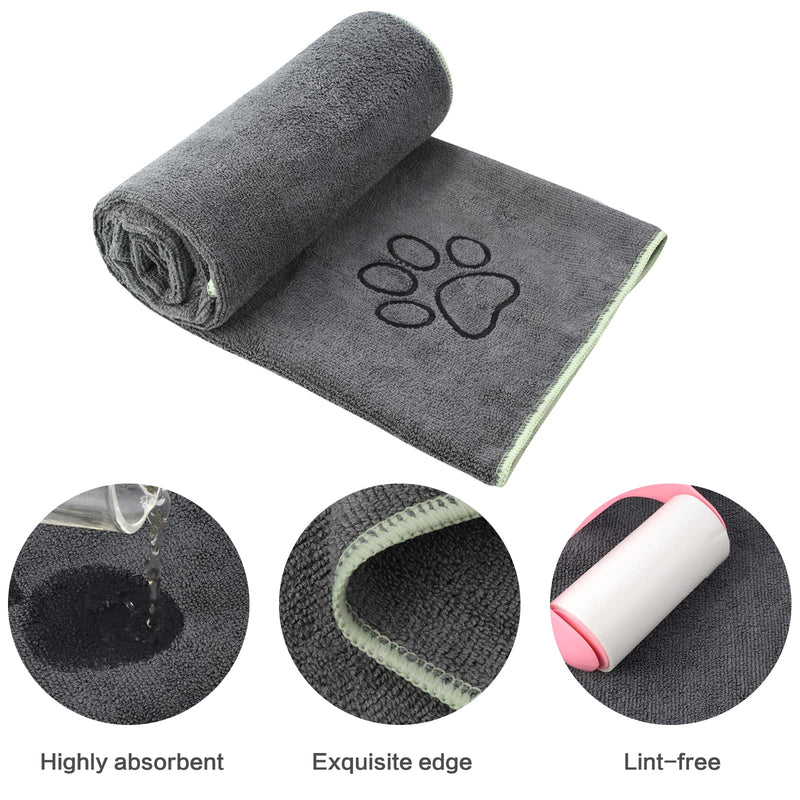 KinHwa Dog Towel Super Absorbent Pet Bath Towel Microfiber Dog Drying Towel for Small, Medium, Large Dogs and Cats 30inchx50inch Gray - PawsPlanet Australia