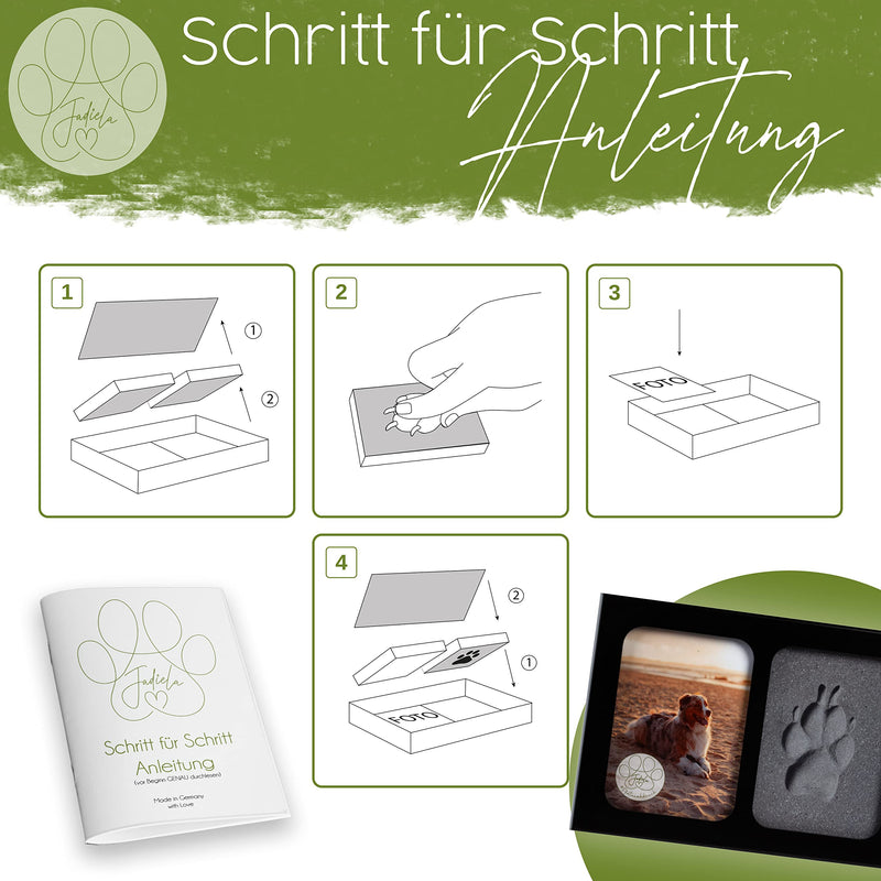 Jadiela Paw Print Set Dog or Cat 3D Picture Frame Print Dog Paw Gift Dog, Paw Print Set Cat, Made in Germany Black - PawsPlanet Australia