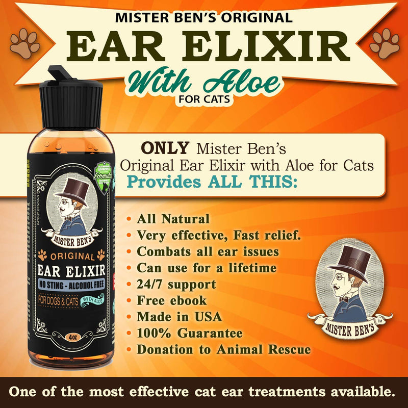 MISTER BEN'S Original Ear Elixir w/Spearmint for Dogs & Cats – NO Sting & Alcohol Free - Provides Fast Relief from Infections, itching and Odors - PawsPlanet Australia