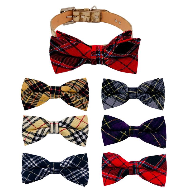 PET SHOW 10pcs Plaid Large Dogs Collar Attachment Bow Ties Embellishment Medium Dog Cat Collar Charms Accessories Bulk Slides Bowties for Birthday Wedding Parties - PawsPlanet Australia