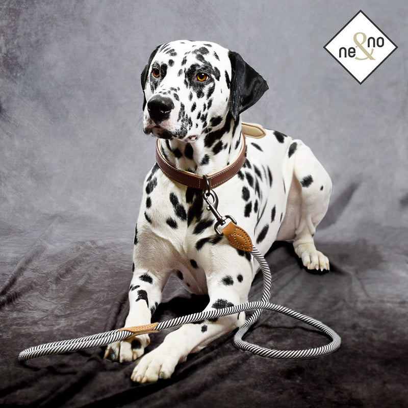 ne&no® dog leash (black/white) rope leash for dogs I training leash for dogs I round lead, braided I hand loop rope leash dog I city leash I 1.2m dog leash black / white - PawsPlanet Australia