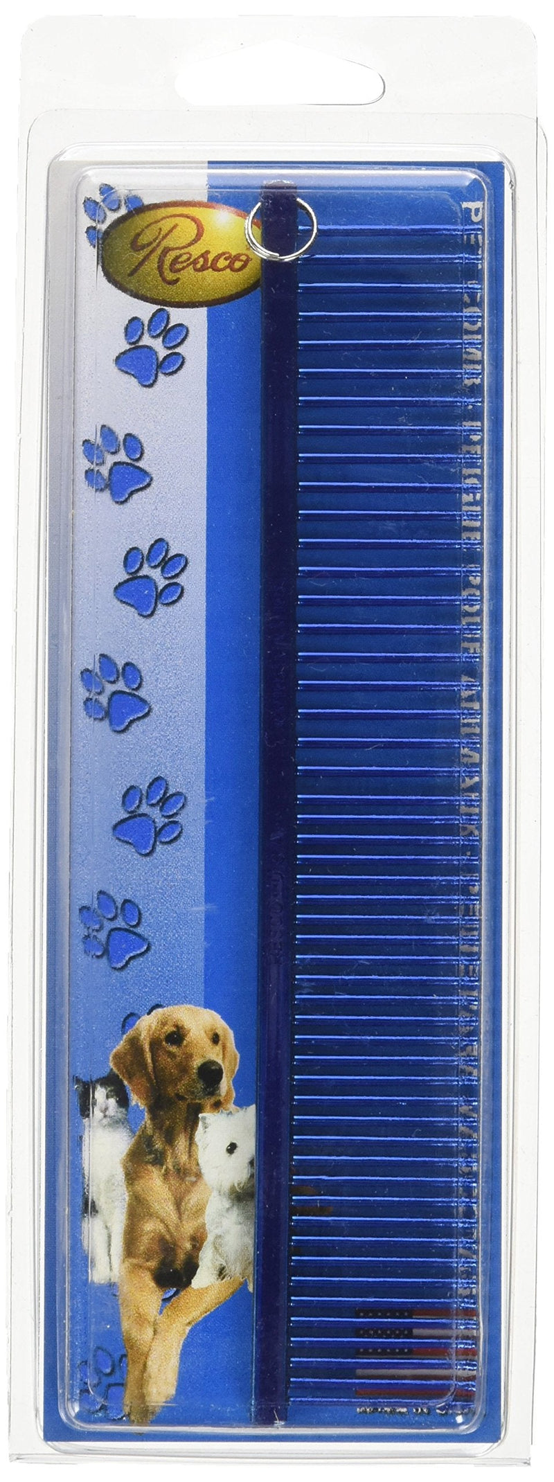 Resco US-Made Combination Comb for Dogs and Cats, Blue 1" Teeth/Medium-Coarse Spacing Candy Blue - PawsPlanet Australia