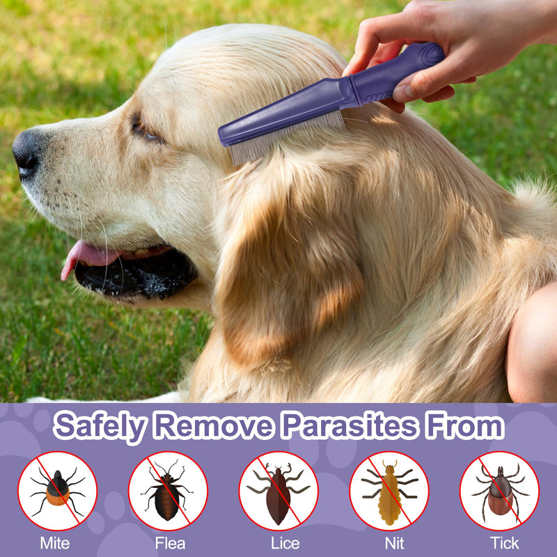 Flea comb for dogs and cats, professional lice comb with rounded metal teeth. Dog combs for effective protection against fleas, lice, ticks and other parasites - PawsPlanet Australia