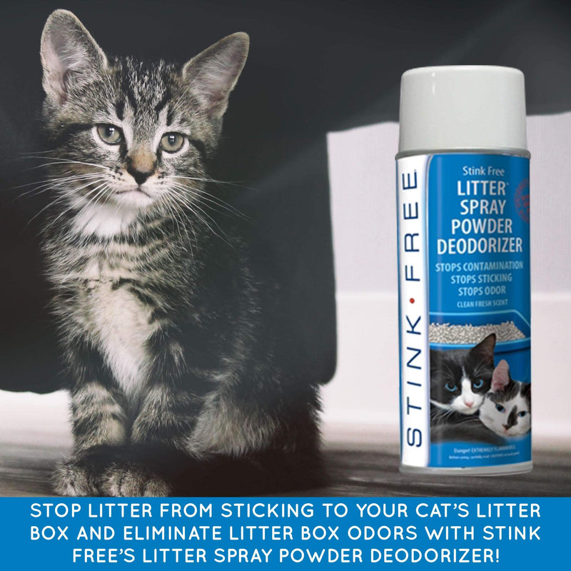 [Australia] - Stink Free Cat Litter Box Deodorizer Powder Spray & Odor Eliminator (2 Cans) - Non-Stick Kitty Litter Box Deodorizer, Eliminators, Absorber & Freshner 