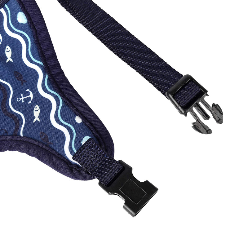 [Australia] - Mile High Life Dog & Cat | Fit Easy Vest Harness | No Choke Pull Step-in | Breathable Soft Mesh | Comfort Padding Puppy Training Halter Medium Girth (15.7"-23.2") Navy/Blue Wave 