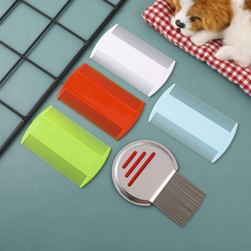 upain Pack of 5 Lice Combs Plastic Double-Sided Nit Comb Metal Teeth Flea Comb Lice Combs Extra Fine for Cats People Dogs for Removing Dandruff Hair Stain Nit - PawsPlanet Australia