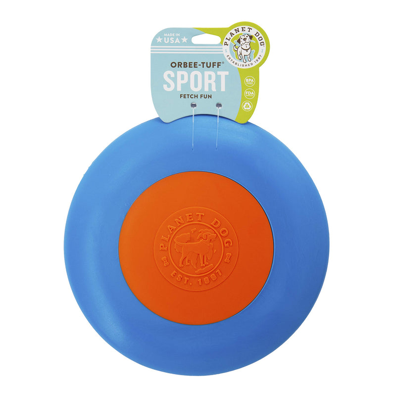 Planet Dog Orbee-Tuff Zoom Flyer Toss and Fetch Dog Toy Blue/Orange - PawsPlanet Australia