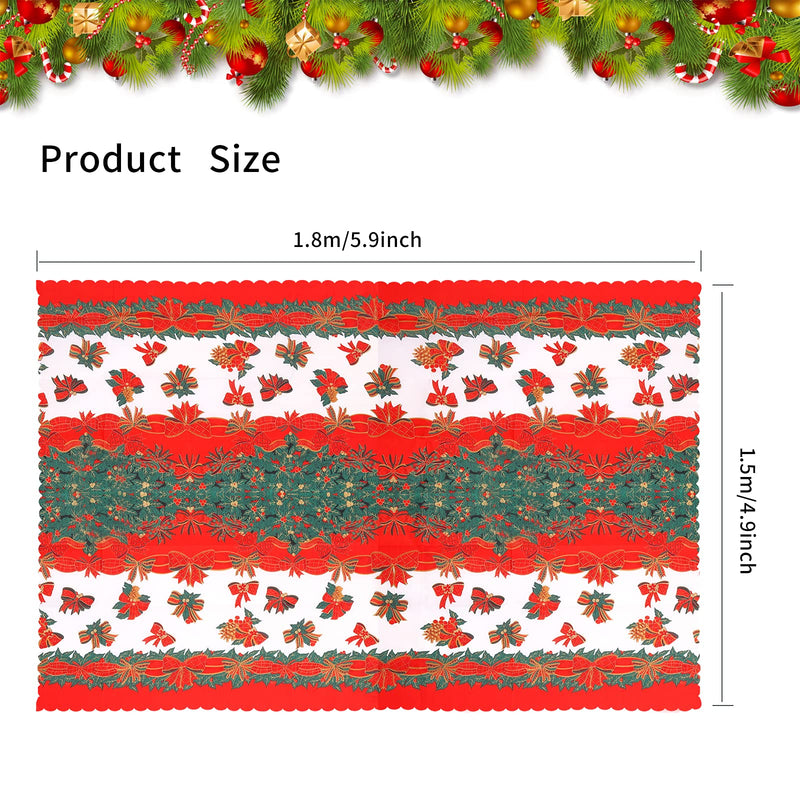 Christmas Table Cloth Rectangular Christmas Table Cover Xmas Bow Printed Tablecloth Washable Fabric Holiday Party Tablecloth Protector Christmas Theme Party Decoration for Home Party Decor 150x180cm Red Bow - PawsPlanet Australia