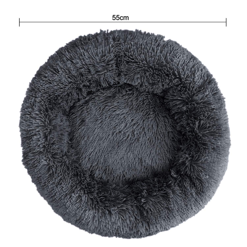 [Australia] - IBLUELOVER Pet Dog Bed Round Donut Pet Cushion Bed for Cat Small Dogs Removable Soft Fur Pet Nest Cat Dog Mat Gray-1(21.6"x21.6"x4.7") 