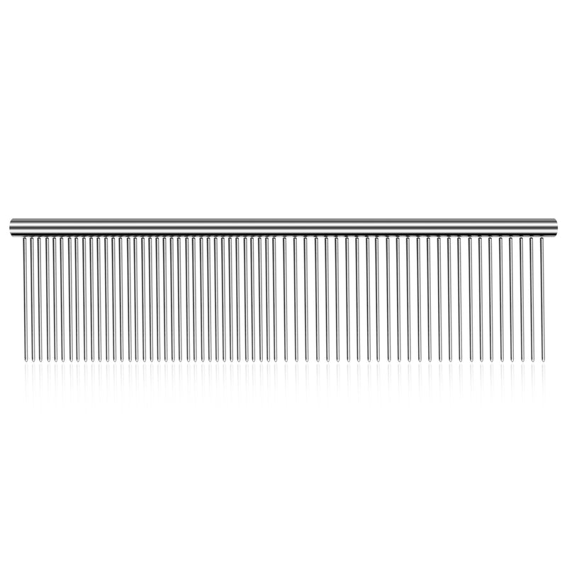 Flexzion Pet Grooming Comb Stainless Steel Cats Dogs Puppy Medium Animals Hair Trimmer Brush Accessory Tool with Smooth Teeth Needle Durable Lightweight Large (45mm) - PawsPlanet Australia