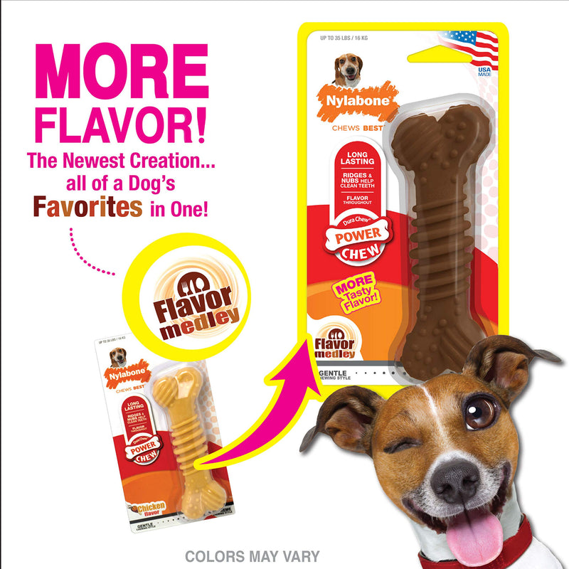 [Australia] - Nylabone Dura Chew Power Chew Textured Bone Medium/Wolf - Up to 35 lbs. Flavor Medley Flavor 