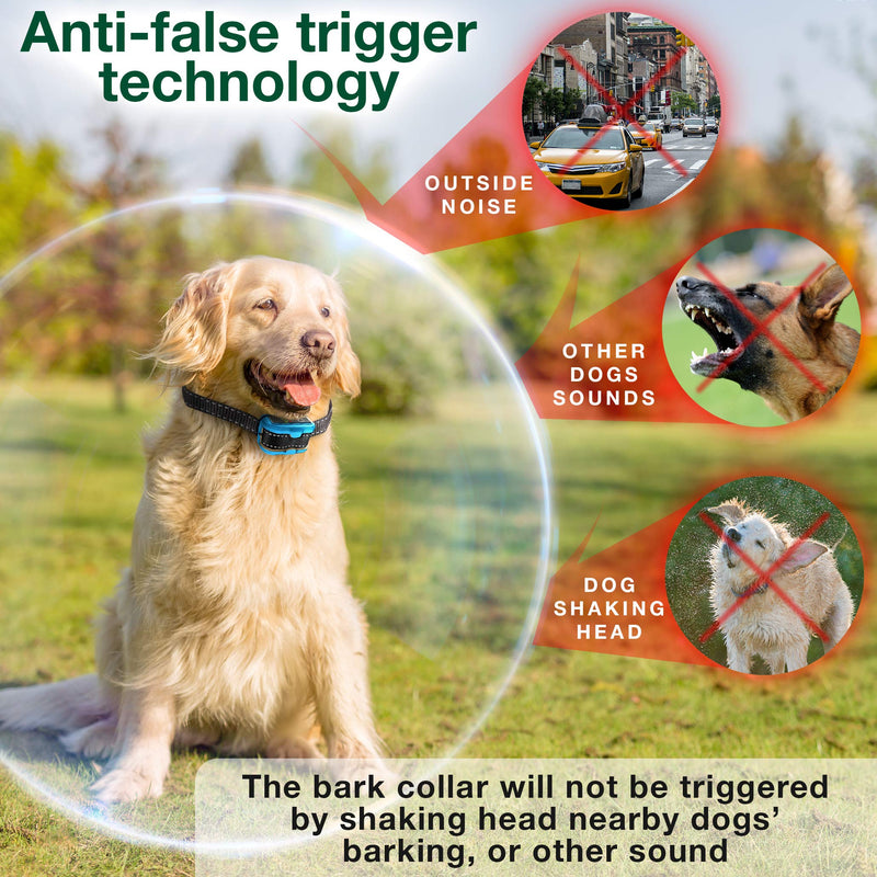 [Australia] - Smart Bark Collar for Dogs - 5 Adjustable Sensitivity Levels of Vibration and No Harm Shock - Upgraded with Detection Technology - Barking Dog Deterrent for Small, Large Dogs Blue 