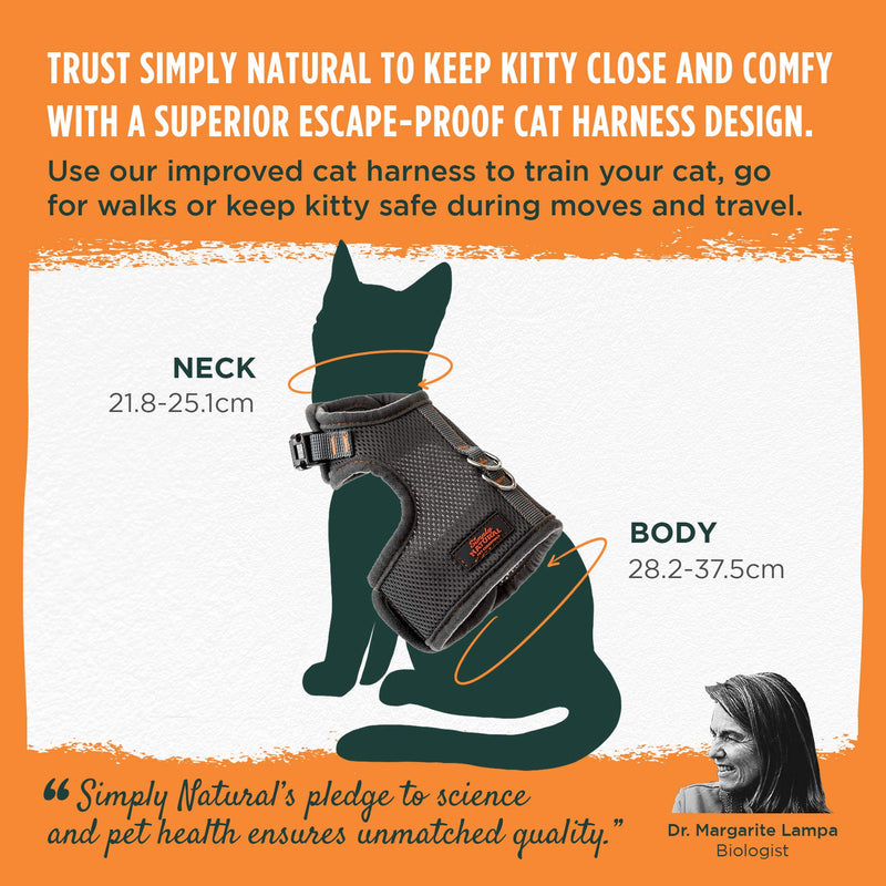 Cat Harness by Simply Natural – Medium Escape Proof Cat Harness with Easy On Easy Off Velcro Closures in a Stronger Super Soft Cat Harness - PawsPlanet Australia