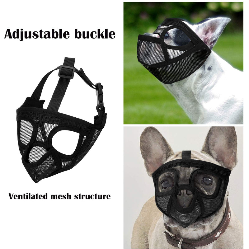 Weewooday 2 Pieces Short Snout Dog Muzzle Mesh Mask Bulldog Muzzle with Tongue Out Design Adjustable Breathable Mesh Bulldog Muzzle Barking Biting Chewing Training for Small Dog - PawsPlanet Australia