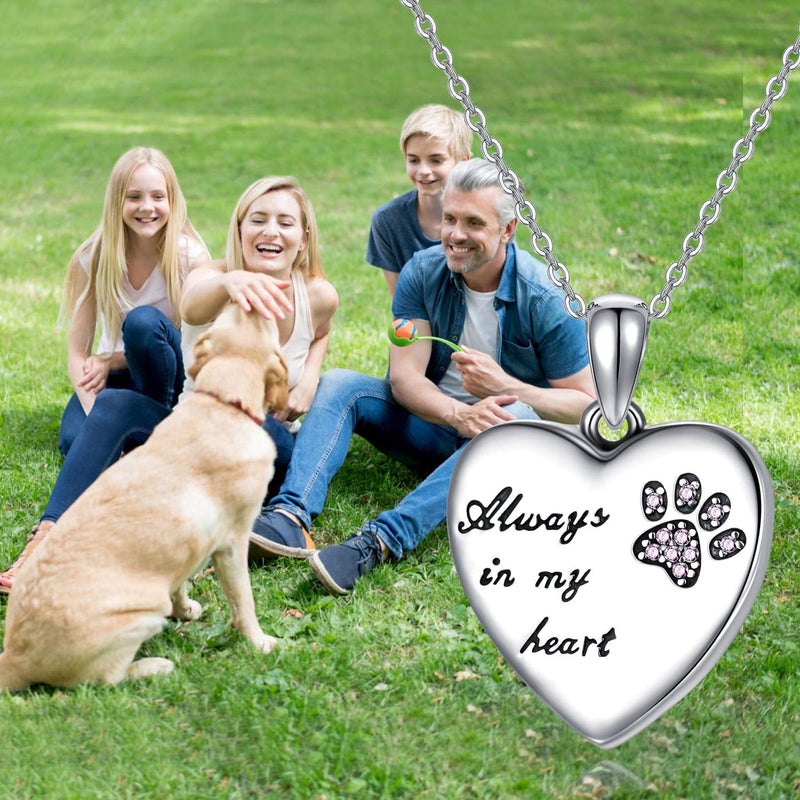 Urn Necklace,Sterling Silver Pet Paw Dog Cat Puppy Urn Pendant for Ashes Memorial Cremation Urn Jewelry Always in My Heart Ashes Keepsake Urn Pendant Necklace with Funnel Kit - PawsPlanet Australia