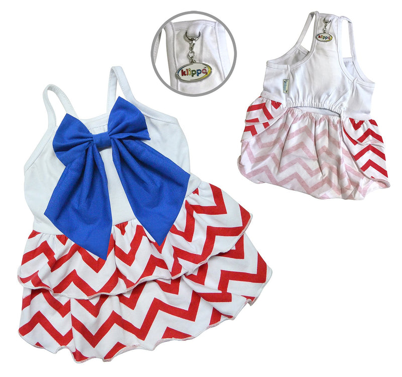 Klippo Dog/Puppy Patriotic Red/White/Blue Big Bow Sundress/Picnic Dress/Spring/Summer Dress for Small Breeds X-LARGE - PawsPlanet Australia