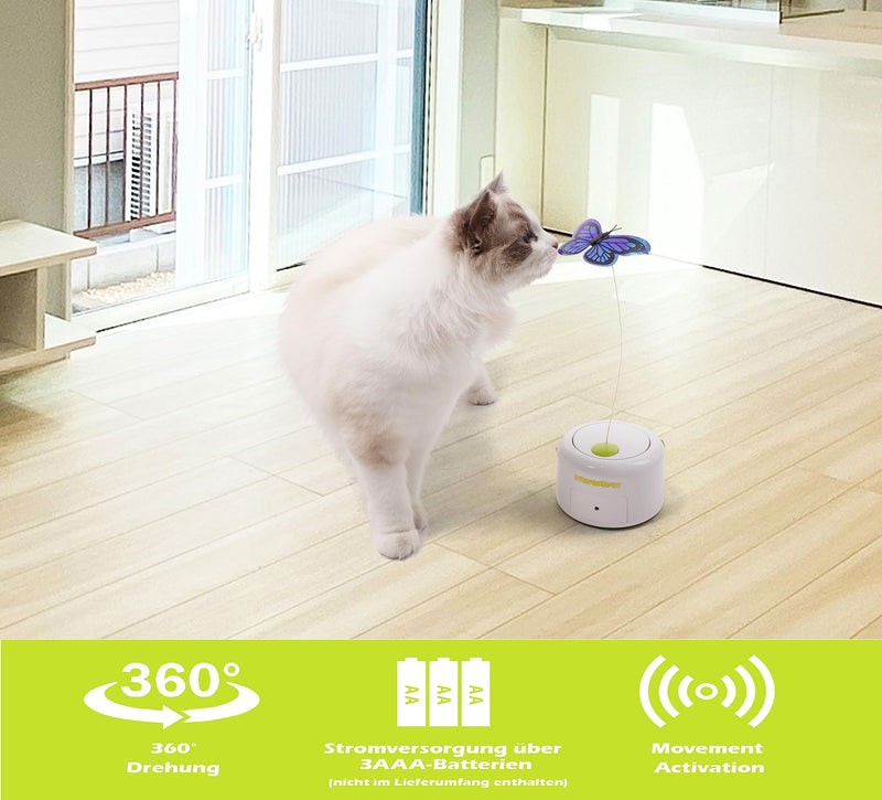 pet prime Automatic cat toy, electronic cat toy, cat butterfly toy, cat toy self-occupation with 360° rotating butterfly & sensor mode interactive cat toy - PawsPlanet Australia
